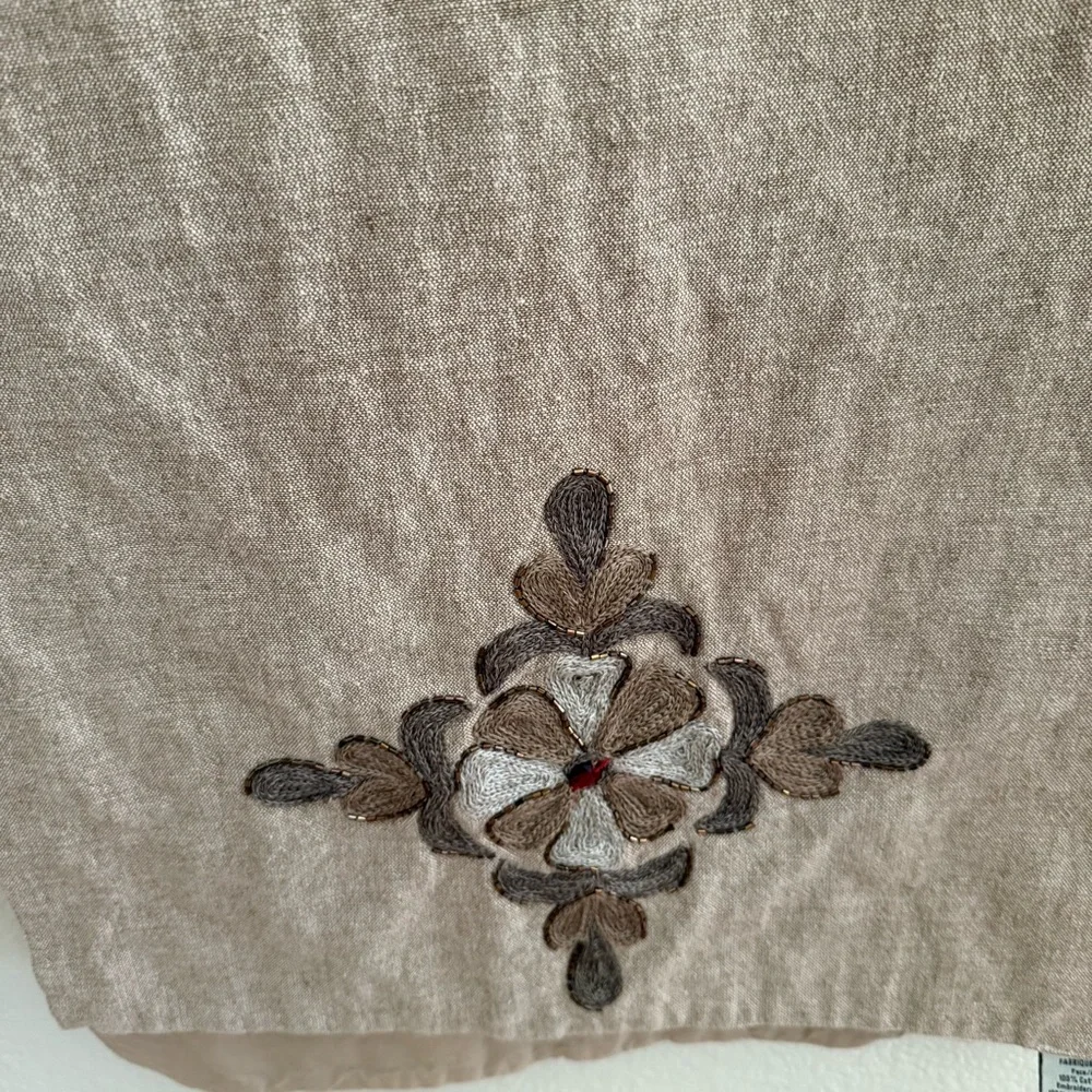 Pottery Barn Brown Embroidered Table Runner With Jewels